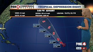Tropical Depression 8 forms in the Atlantic, no threat to land