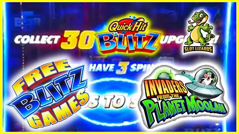 BIG WINS AND HITTING BONUSES! Quick Hit Blitz VS Invaders From The Planet Moolah Slots HIGHLIGHT!