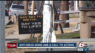 Former addict using 'say no to heroin' signs to raise awareness to drug epidemic