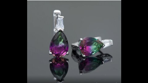 925 Original TKJ Tourmaline Earrings Luxury Water Shape Gem Drop Earrings Jewelry