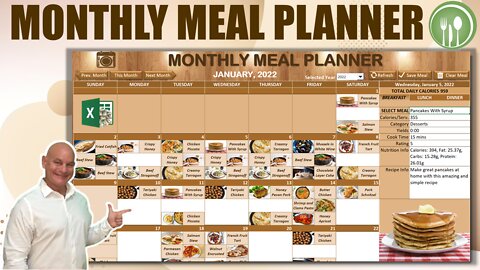 Learn How To Create This Incredible Monthly Meal Planner With Calorie Count In Excel [Free Download]