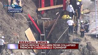 Crews rescue two men from collapsed trench in Chesterfield Township