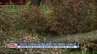 Debris pickup trucks ditch Tampa for south Florida