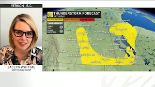 Non severe thunderstorms for the weekend in the Prairies, heat coming next week