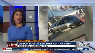 Aston Martin crashes on Las Vegas Strip