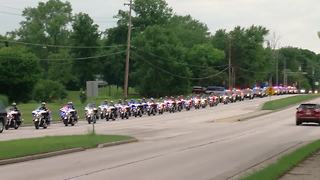 Funeral procession for fallen officer arrives at Elmbrook Church in Brookfield for visitation, funeral