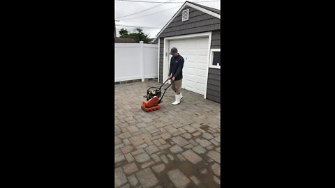 Paving Stone Joint Sanding Using Multiquip Plate- Roller Tamper Compactor