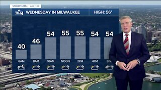 Cloudy and breezy with evening showers on Wednesday