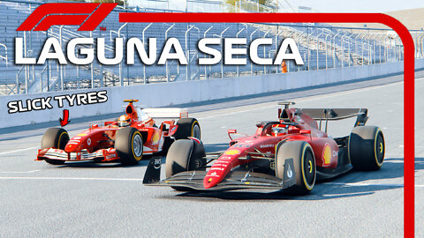 F1 2022 vs F1 2004 with Slick Tyres - Scuderia Ferrari | Laguna Seca GP | Assetto Corsa