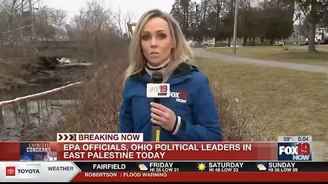 FOX 19’s Tricia Macke Shows the Chemical Slick Lingering in East Palestine Waters