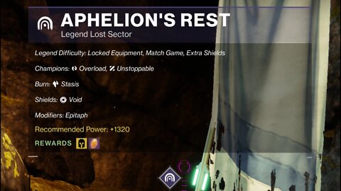 Destiny 2, Legend Lost Sector, Aphelion's Rest on the Dreaming City 1-16-22