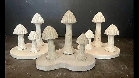 S/3 Cement Mushrooms | Concrete Shrooms | Gnome Garden | Optional Riser | HANDMADE | JLK