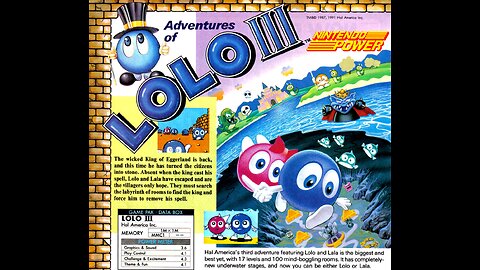 Adventures of Lolo 3 (NES) Nintendo Power Walkthrough Strategy guide