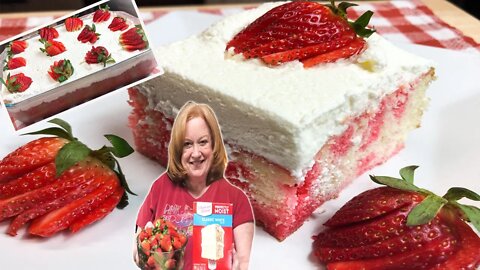 The Easiest STRAWBERRY SHORTCAKE POKE CAKE | Recipe Using Box Cake Mix