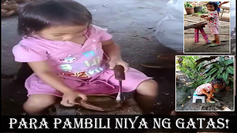 A child in Surigao City is now viral because he knows how to quickly peel coconuts to make copras