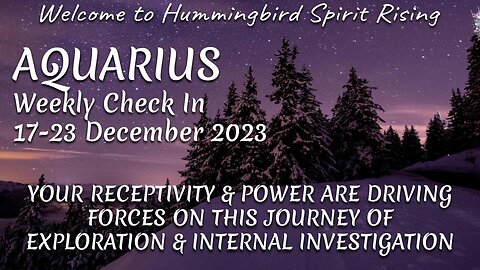 AQUARIUS Weekly Check In 17-23 December 2023 - YOUR RECEPTIVITY & POWER ARE THE DRIVING FORCES ON THIS JOURNEY OF EXPLORATION & INTERNAL INVESTIGATION