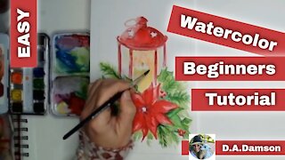 Lantern Watercolor Painting - Tutorial Beginners