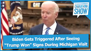 Biden Gets Triggered After Seeing “Tromp Won” Signs During Michigan Visit