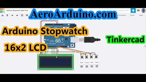 Stopwatch with Arduino and LCD on Tinkercad With Simple Components