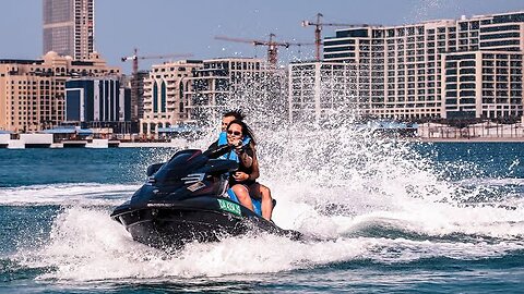"Speed Thrills: Jet Skiing in Fast Moving Water"