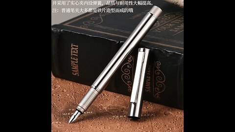 Hongdian 516S Fine Nib Fountain Pen Stainless Steel Matte Silver Writing Pen