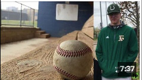 Baseball player Kyle Hlucky (17) suffers sudden cardiac arrest after sliding to third base