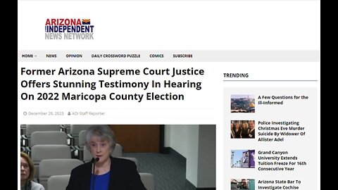 AZ Supreme Court Justice Offers Stunning Testimony In Hearing On 2022 Maricopa County Election