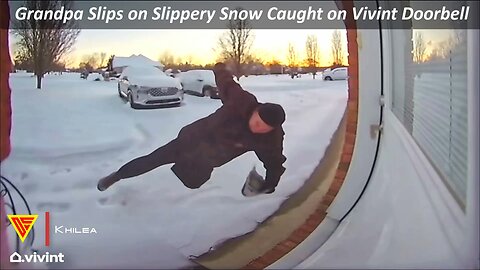 Grandpa Slips on Slippery Snow Caught on Vivint Doorbell | Doorbell Camera Video