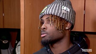 Packers WR Jayden Reed gives locker room talk to Media