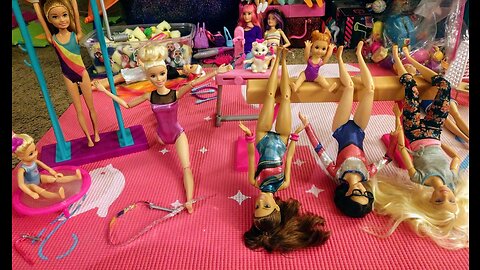 ​Barbie Gymnastics Playset: Barbie Doll with Twirling Feature, Balance Beam, 15+ Accessories fo...