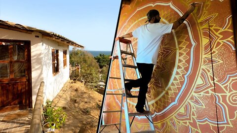 Drawing on the walls in a Peruvian beach house