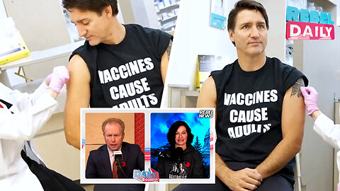 Trudeau wears “Vaccines Cause Adults” shirt while getting double jabbed