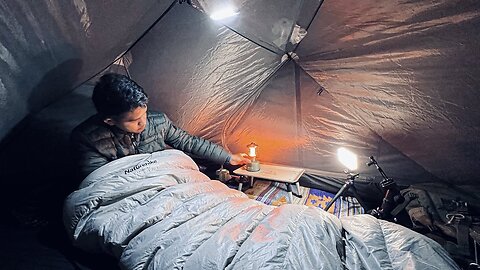 SOLO CAMPING IN HEAVEN'S HILL• ENJOYING COLD NIGHT IN A WARM TENT • ASMR