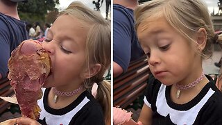 Hungry Girl Has A Blast Eating The Giant Disney Turkey Leg
