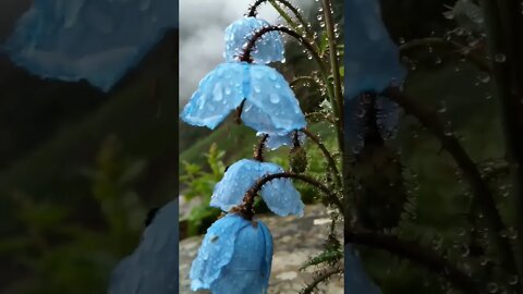 Himalayan blue poppies after rain / blue poppies / relaxing music #NatureShortsVideo