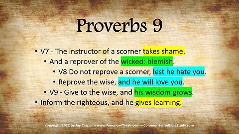 Teaching Fools and Wise Men in Proverbs 9:7-9