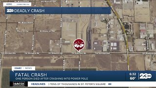 One person is dead after their vehicle collides with power pole