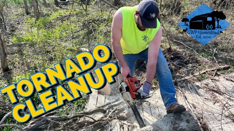 Tornado Cleanup // Making Firewood & How to Pull a Fence Post