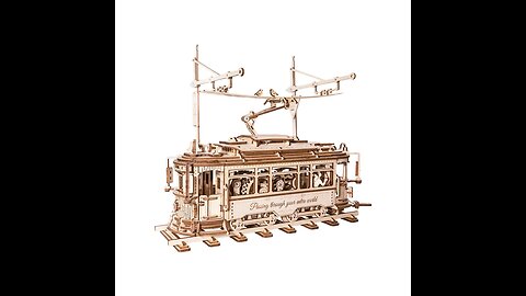 Robotime Rokr Classic City Tram Car Moveable Wooden Toys Building Block Sets 3D Wooden Puzzle