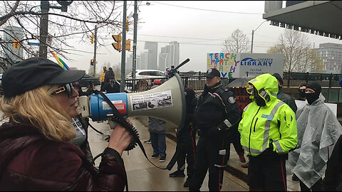 Protest against dr@g qu33n story hour, Toronto, April 29, 2023