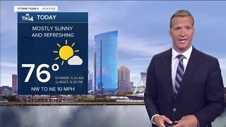 Mostly sunny, with cooler conditions Wednesday