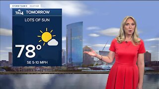 Sunny Monday with highs in upper 70s