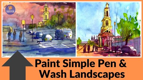 Pen and Wash Watercolor Landscape | Best Tips for Watercolor Painting