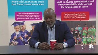 Emmitt Smith speaks at Boca Raton Area YMCA