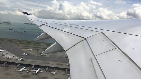 Finnair A350 RARE takeoff in the morning at Hong Kong Airport