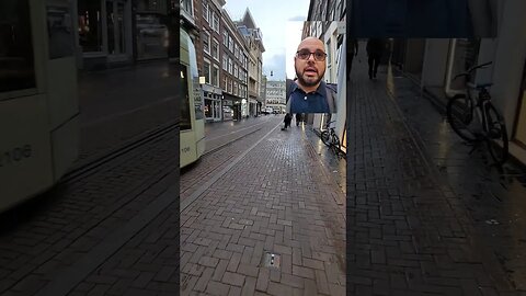 Trams 🚊 and Bikes Watch Where You Walk in Amsterdam! #walking #Amsterdam #tram #bikes