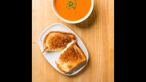 Homemade Roasted Cherry Tomato Soup with Sourdough Grilled Cheese