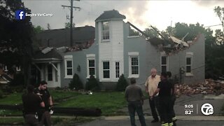 Surveying the damage in Armada after a potential tornado on Saturday night