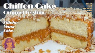 Chiffon Cake With Caramel Frosting | Moist Soft Filipino Yema Cake | EASY RICE COOKER CAKES