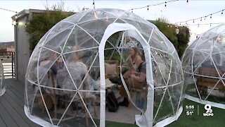 Winter dining safely in 'igloos'